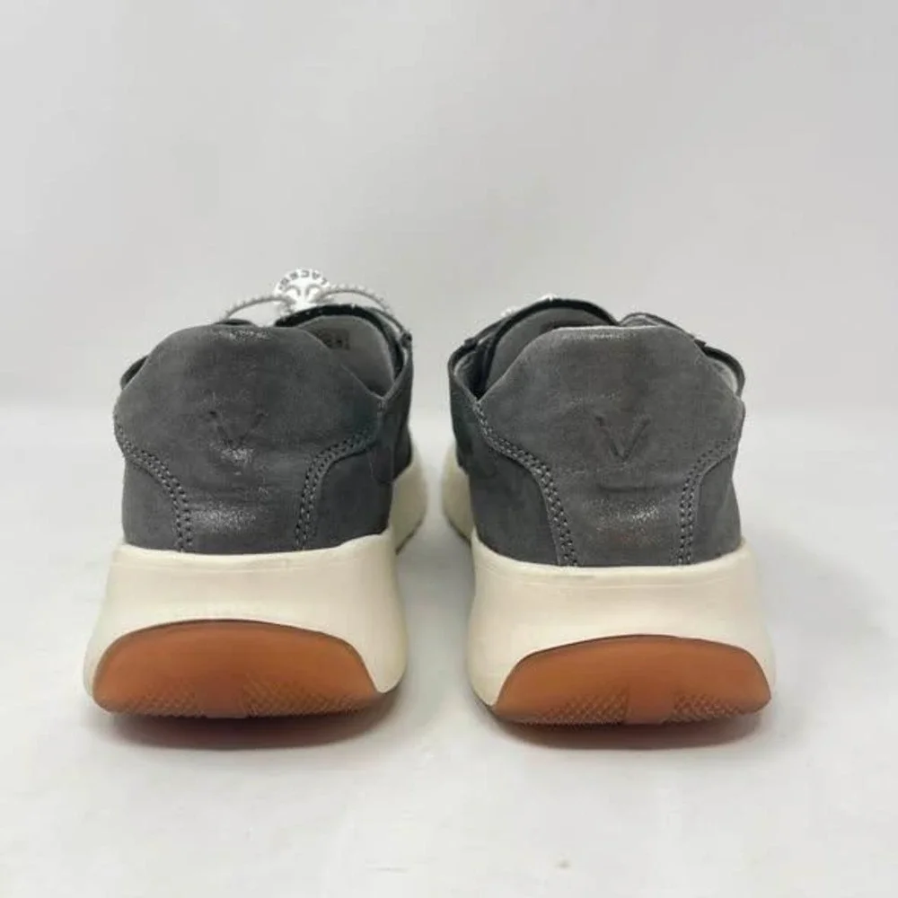 Vionic Uptown Leather Loafer Sneakers Gray Metallic Women 8 Orthotic Support